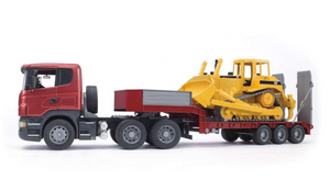 Bruder SCANIA R-Series Low Loader Truck With CAT Bulldozer