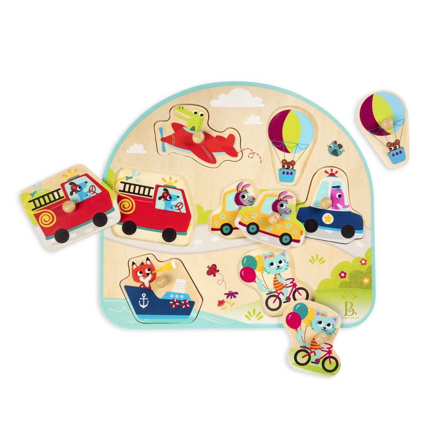 B. Toys Vehicles On The Go! Wooden Peg Puzzle