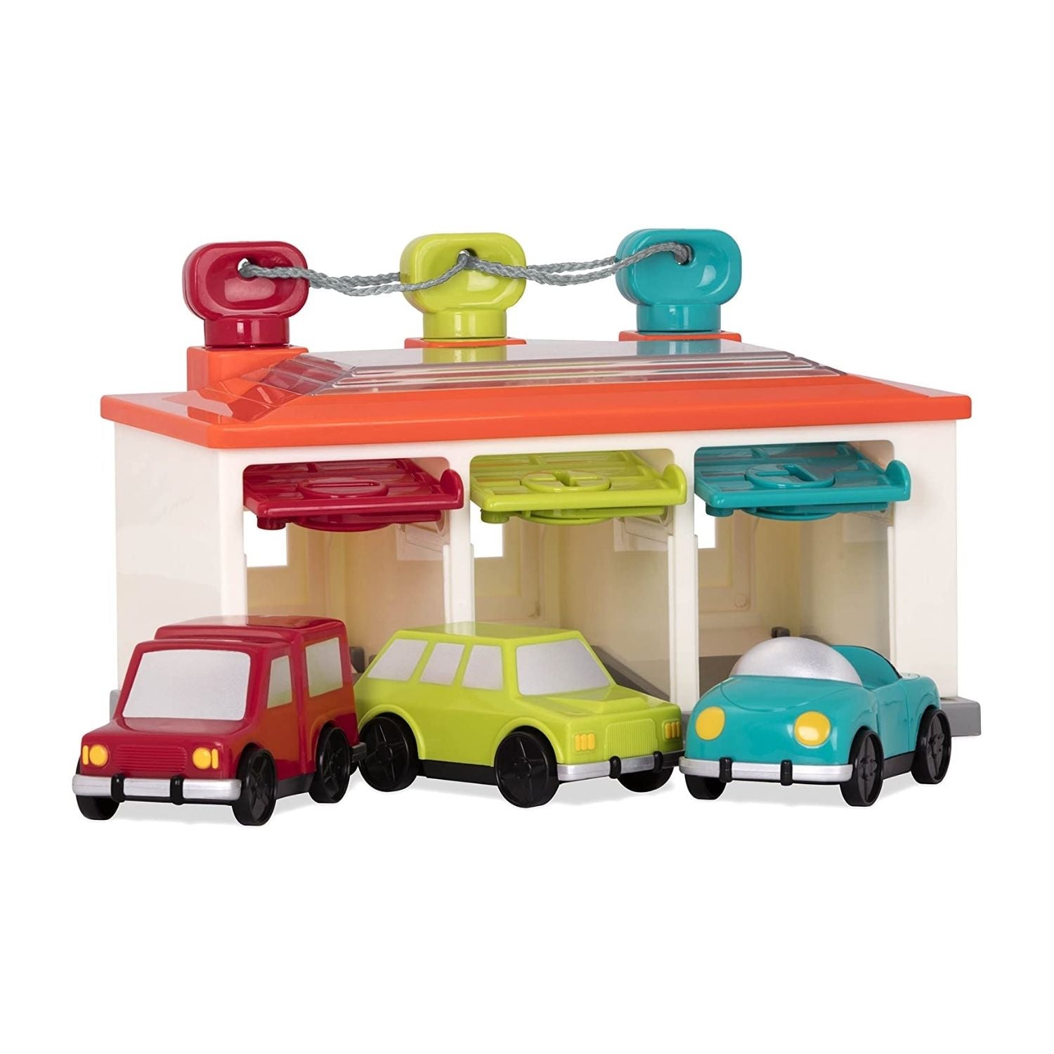 Battat 3 Car Garage – Shape Sorting Toy Garage With Keys