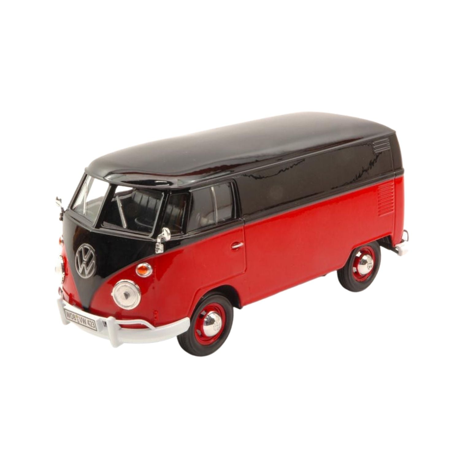 Motormax 1:24 Scale Volkswagen Type 2 ( T1 ) - Delivery Van Black/Red Diecast Vehicle