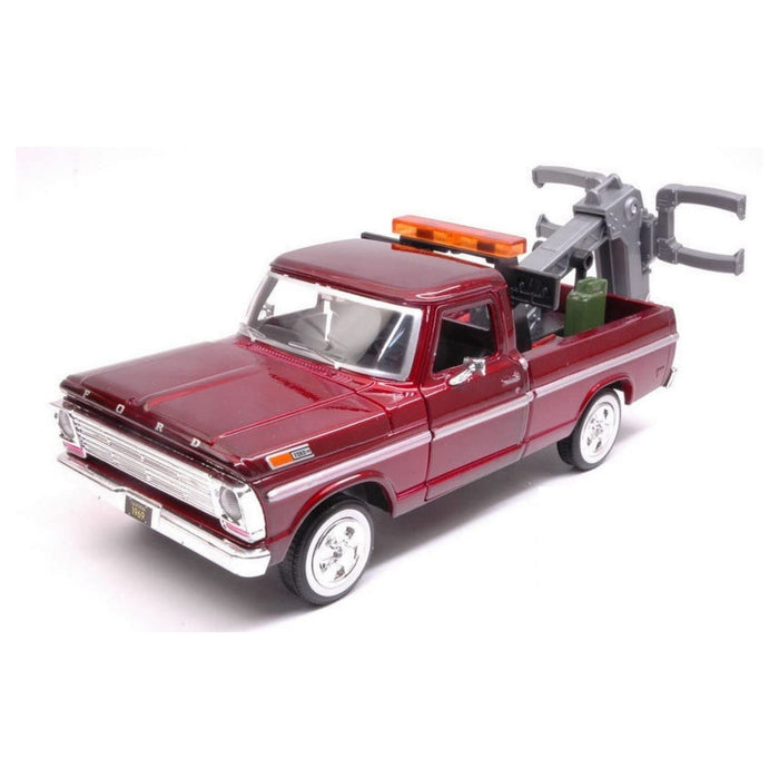 Motormax Ford F-100 Tow Truck Burgundy 1969 1:24 Scale Diecast Car