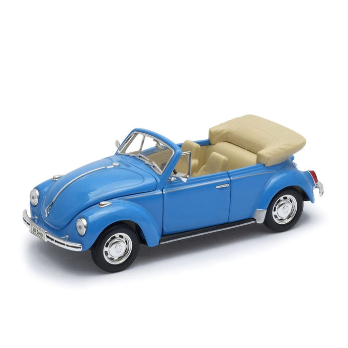 Welly Volkswagen Beetle Convertible Light Blue 1:24 Scale Diecast Car