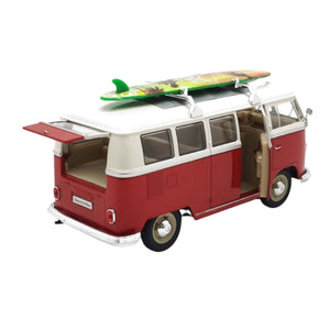 Welly Volkswagen T1 Bus With Surfboard Red 1963 1:24