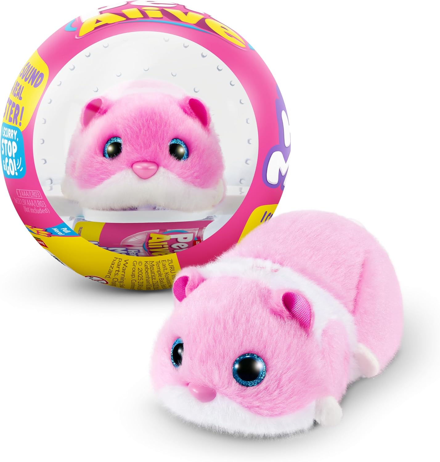 ZURU Pets Alive Hamstermania - PINK - Interactive Running Hamster & Ball Collectible Toy