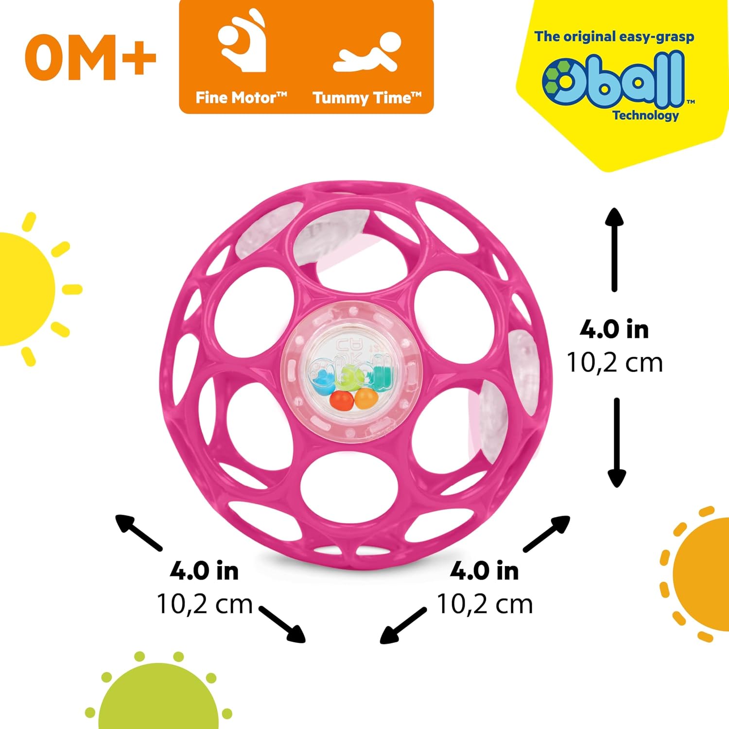 Bright Starts Oball Rattle Easy-Grasp Ball  Pink