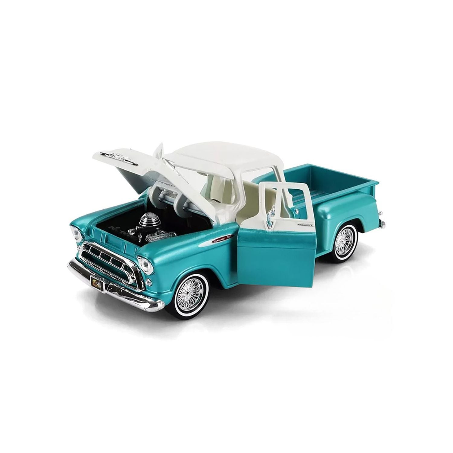 Motormax Get Low 1:24 Scale 1957 Chevy® 3100 Stepside™ Pickup Truck Pearl Green Diecast