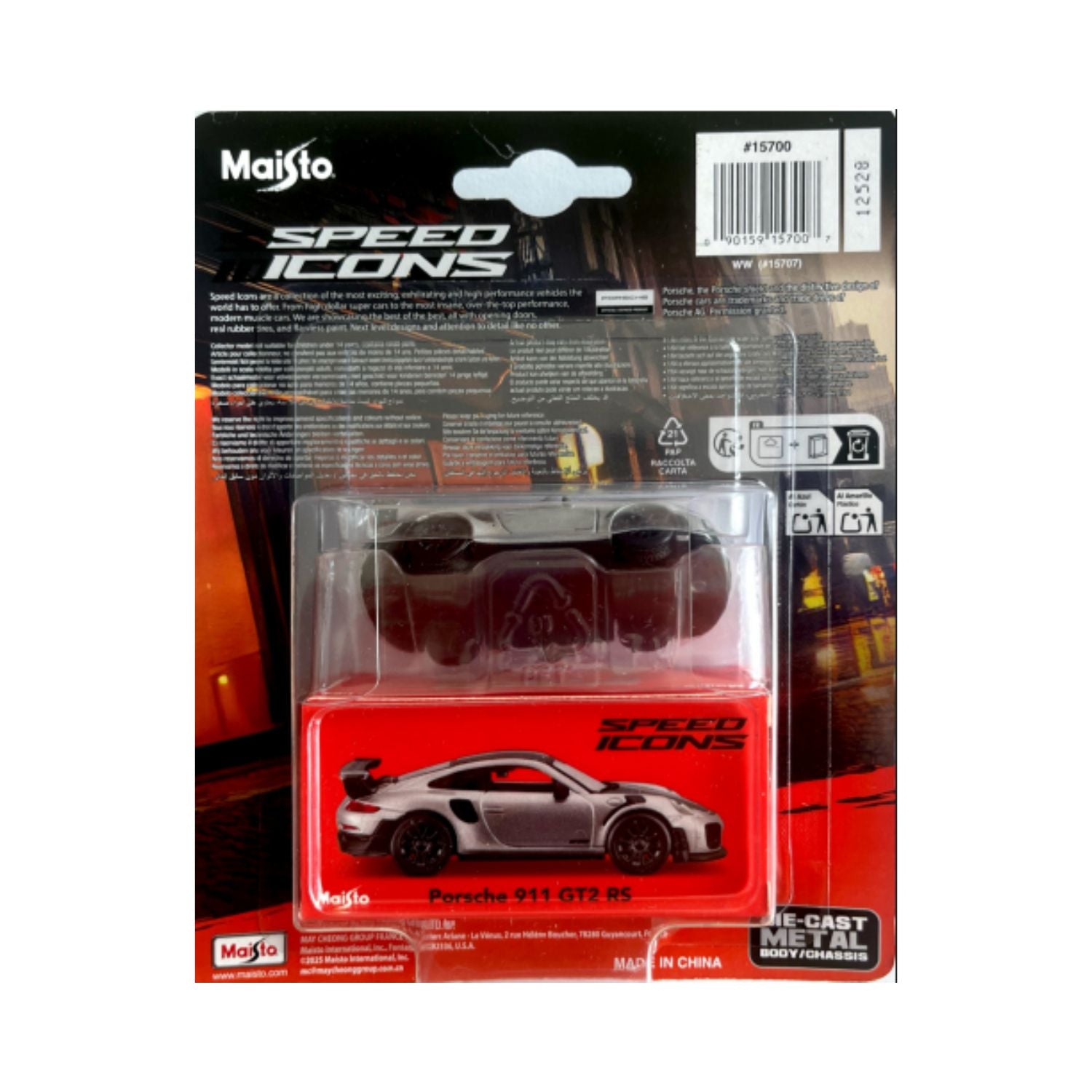 Maisto 1:64 Speed Icons - Porsche 911 GT2 RS (Grey)