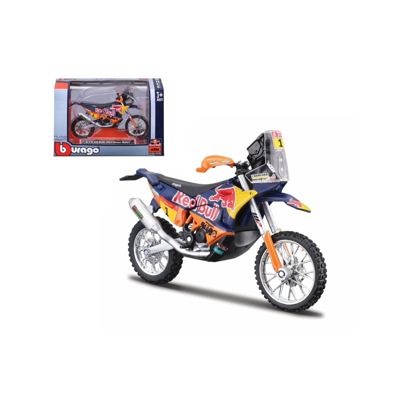 Bburago 1/18 KTM 450 Rally 2019 (Dakar) (13cm Long)