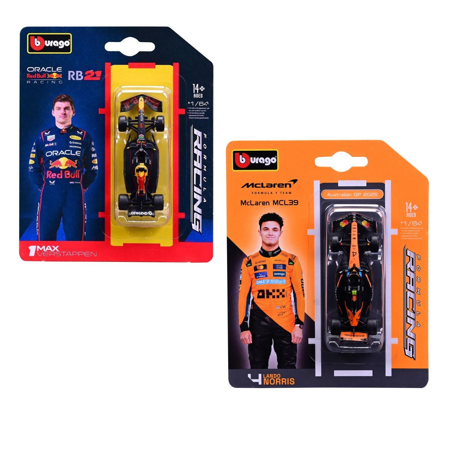 Bburago F1 2025 Diecast Collection of 2 F1 Racing Cars - Scale 1:64