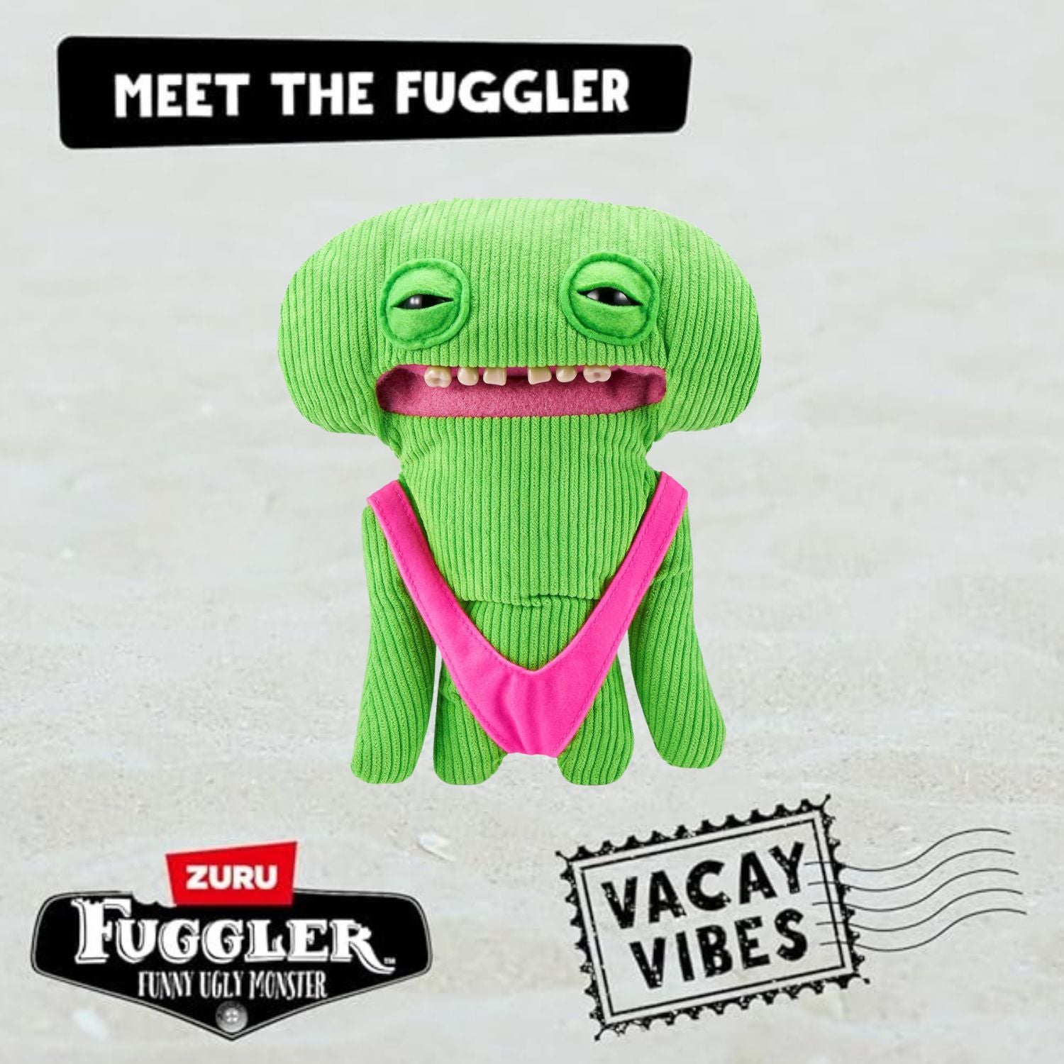 Fuggler Vacay Vibes by ZURU, Funny Ugly Monster - Smiley O Riley - Green