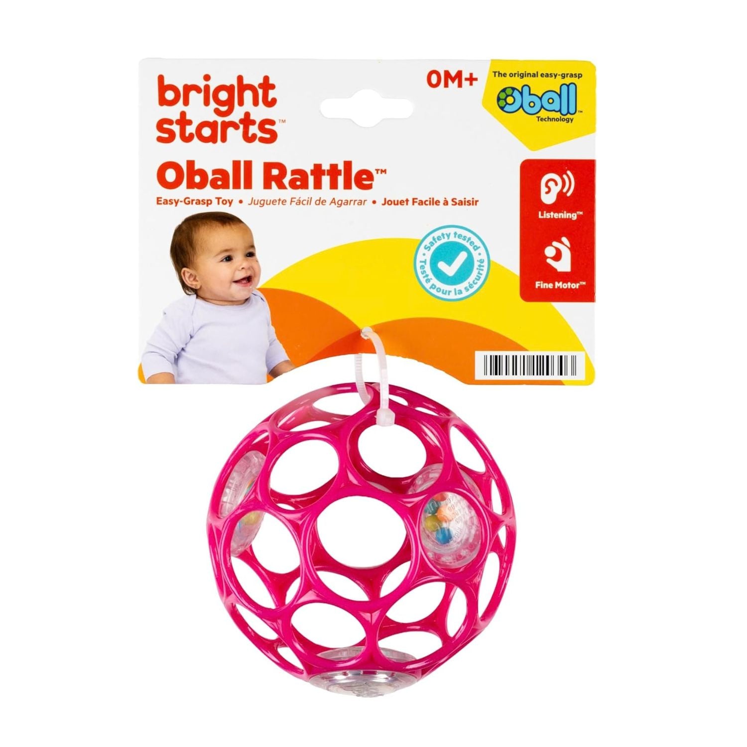 Bright Starts Oball Rattle Easy-Grasp Ball  Pink