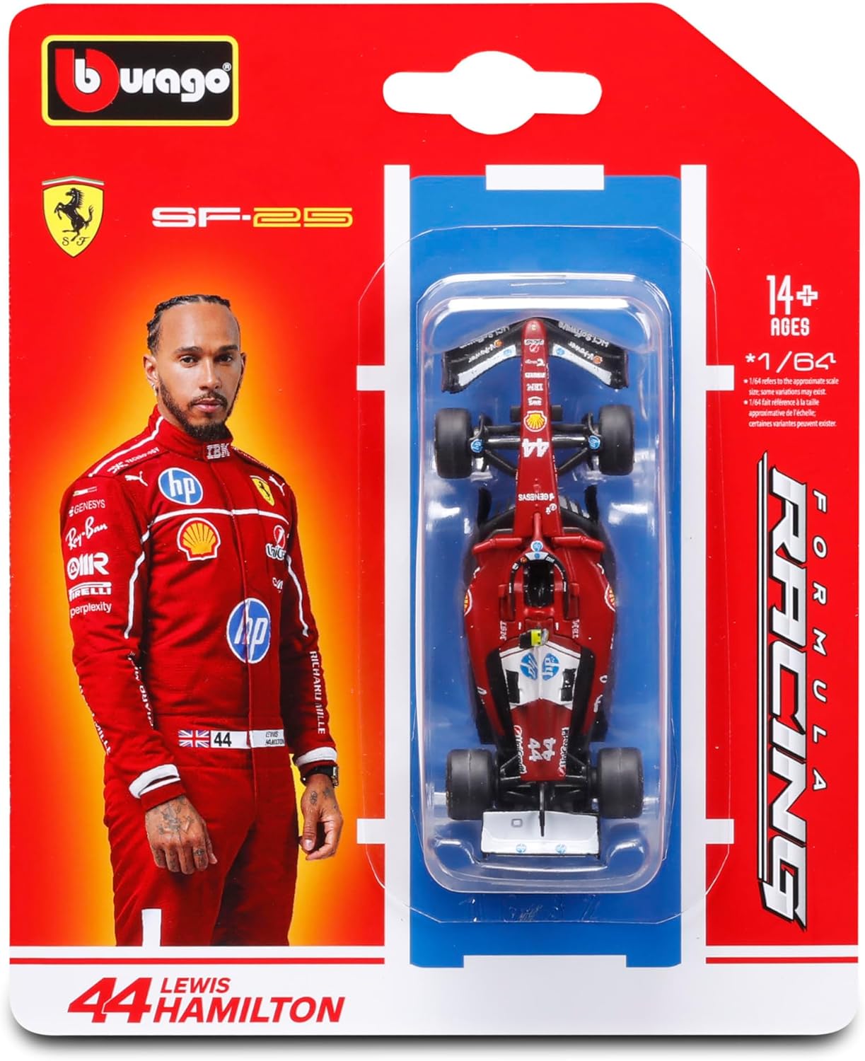 Bburago 1:64 Scale Race Formula Ferrari SF-25 (2025) Diecast Vehicle, Lewis Hamilton #16
