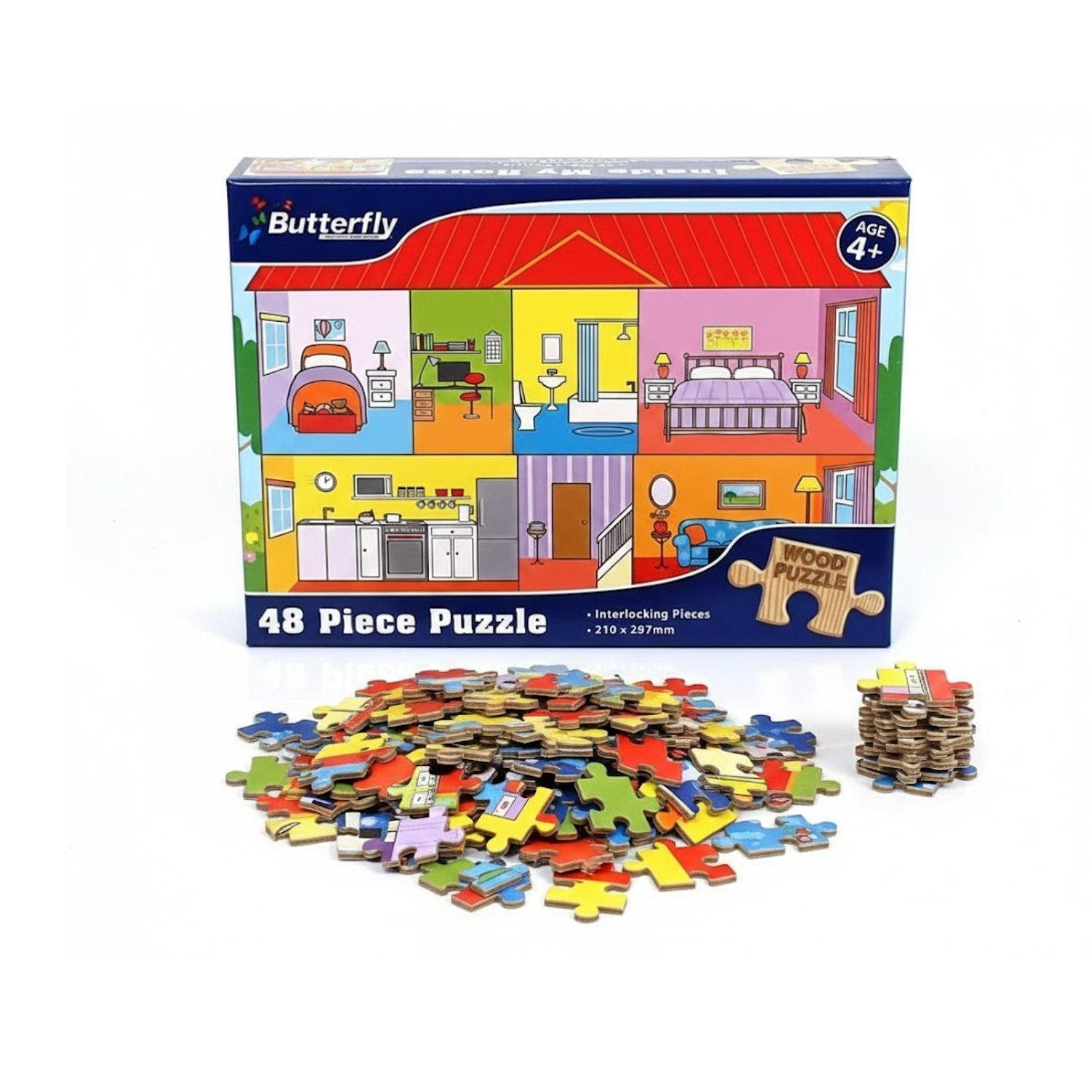 Butterfly A4 My House Wooden Puzzle Set - 48 Pieces
