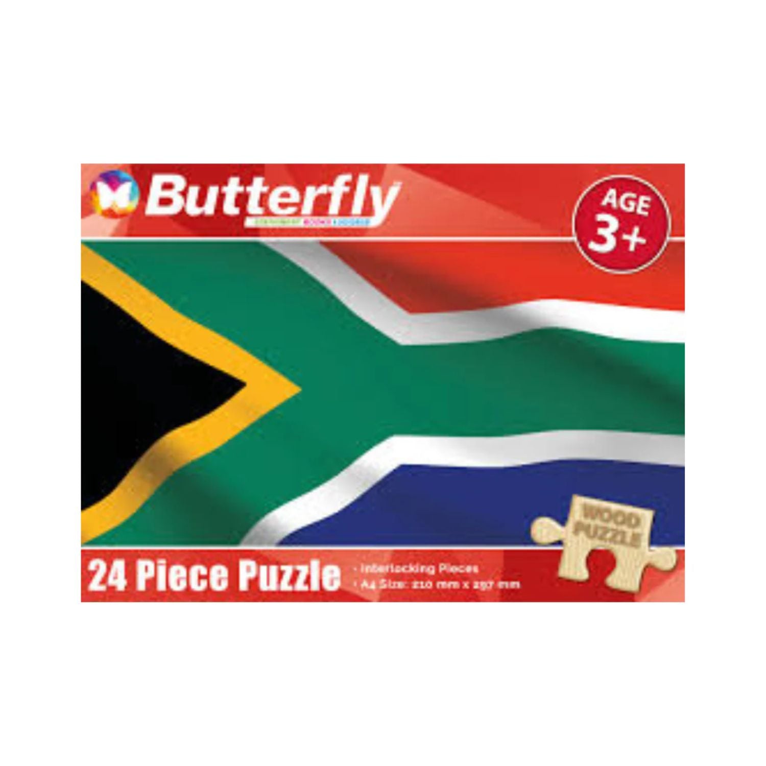 Butterfly A4 My South African Flag Wooden Puzzle - 24-Piece Set