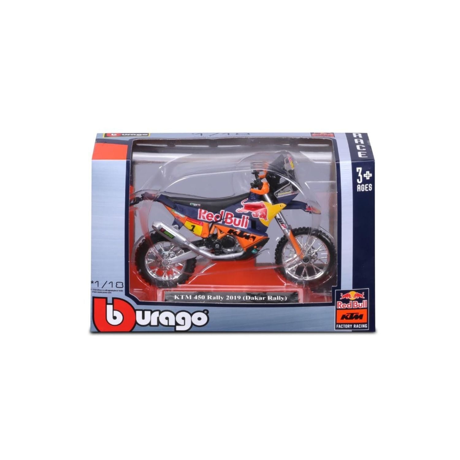 Bburago 1/18 KTM 450 Rally 2019 (Dakar) (13cm Long)