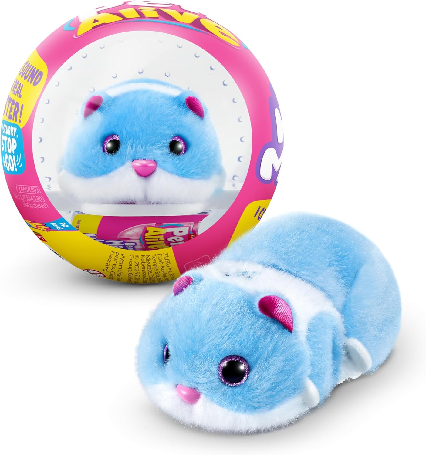ZURU Pets Alive Hamstermania- BLUE - Interactive Running Hamster & Ball Collectible Toy