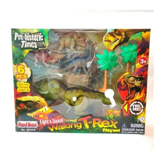 Prehistoric Times Dinosaur Playset with Light & Sound Wind-Up T-Rex
