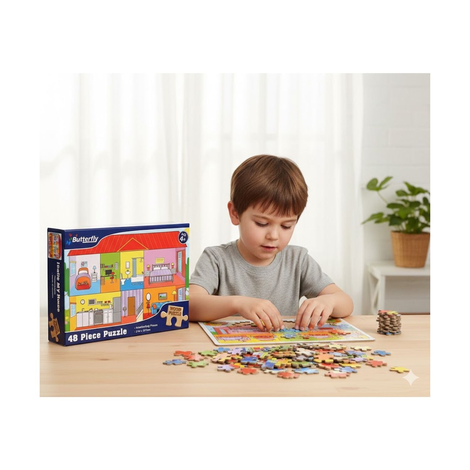 Butterfly A4 My House Wooden Puzzle Set - 48 Pieces