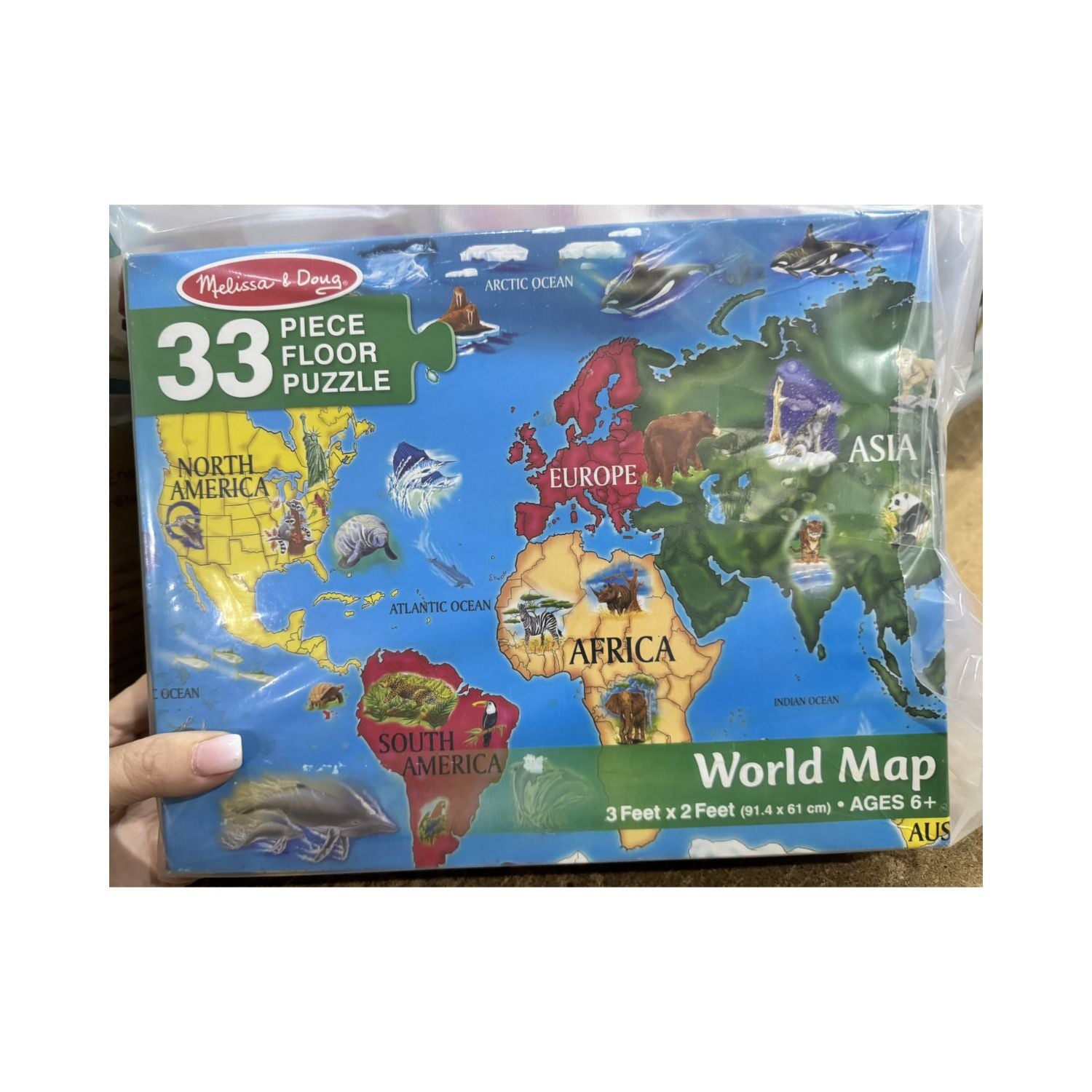 Melissa & Doug World Map Floor Puzzle (33 pc) - Box Damaged Dem