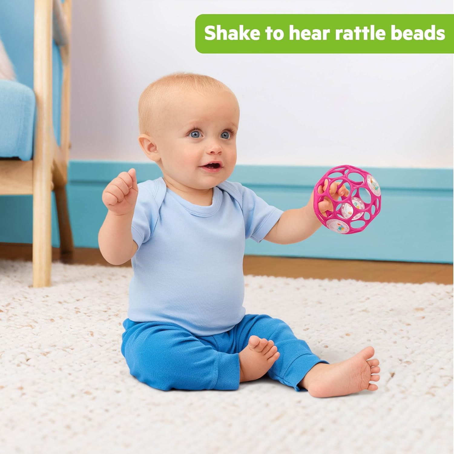 Bright Starts Oball Rattle Easy-Grasp Ball  Pink