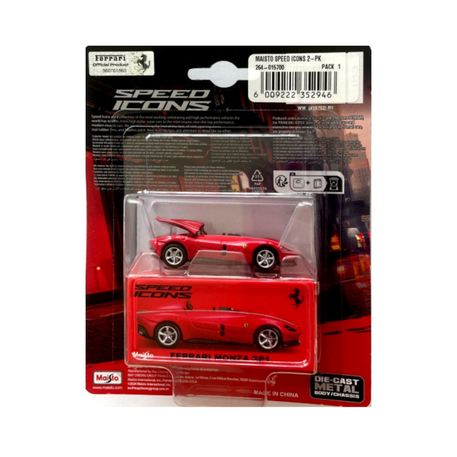 Maisto 1:64 Speed Icons - Ferrari Monza SP1 (Red)