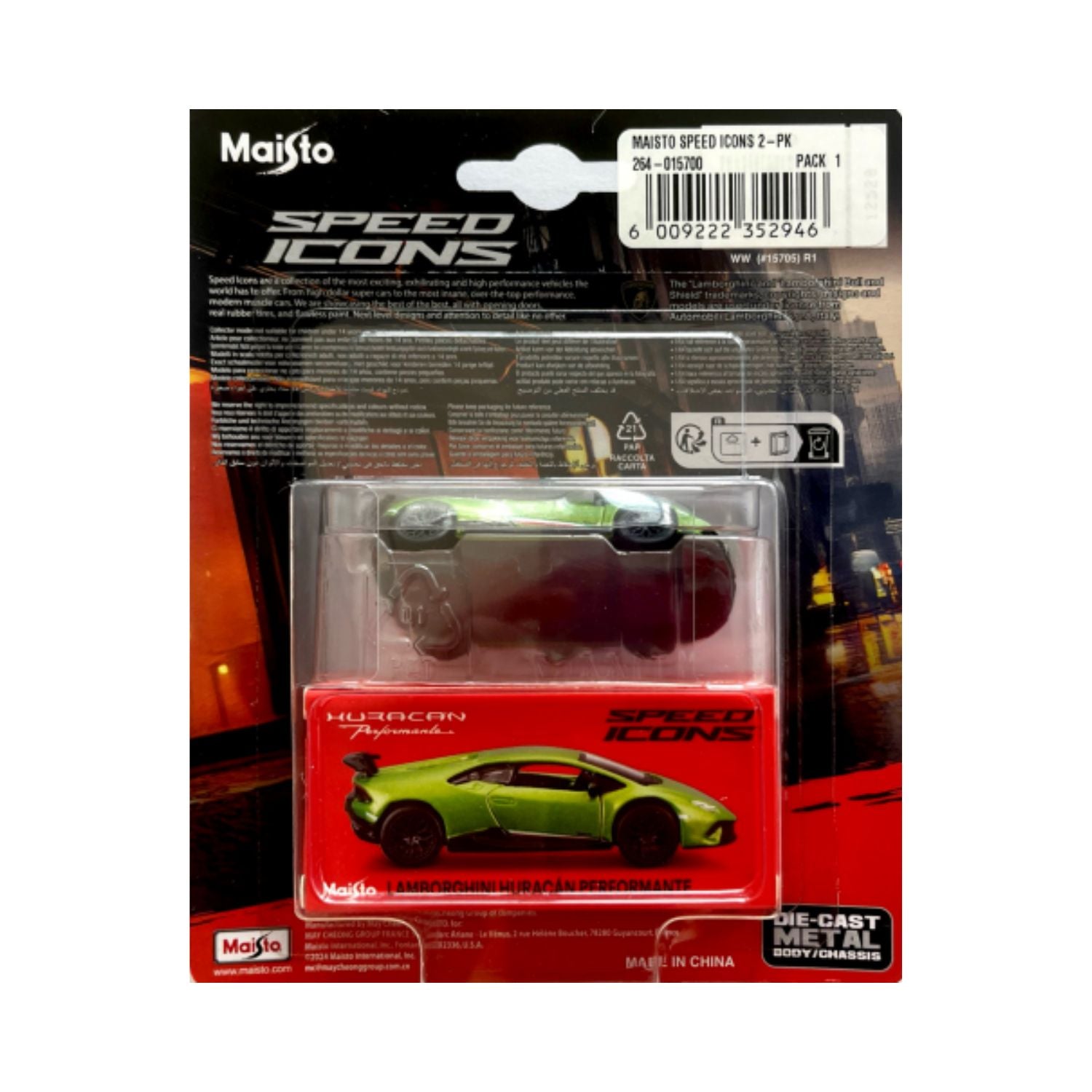 Maisto 1:64 Speed Icons - Lamborghini Huracan Performante (Bright Green)