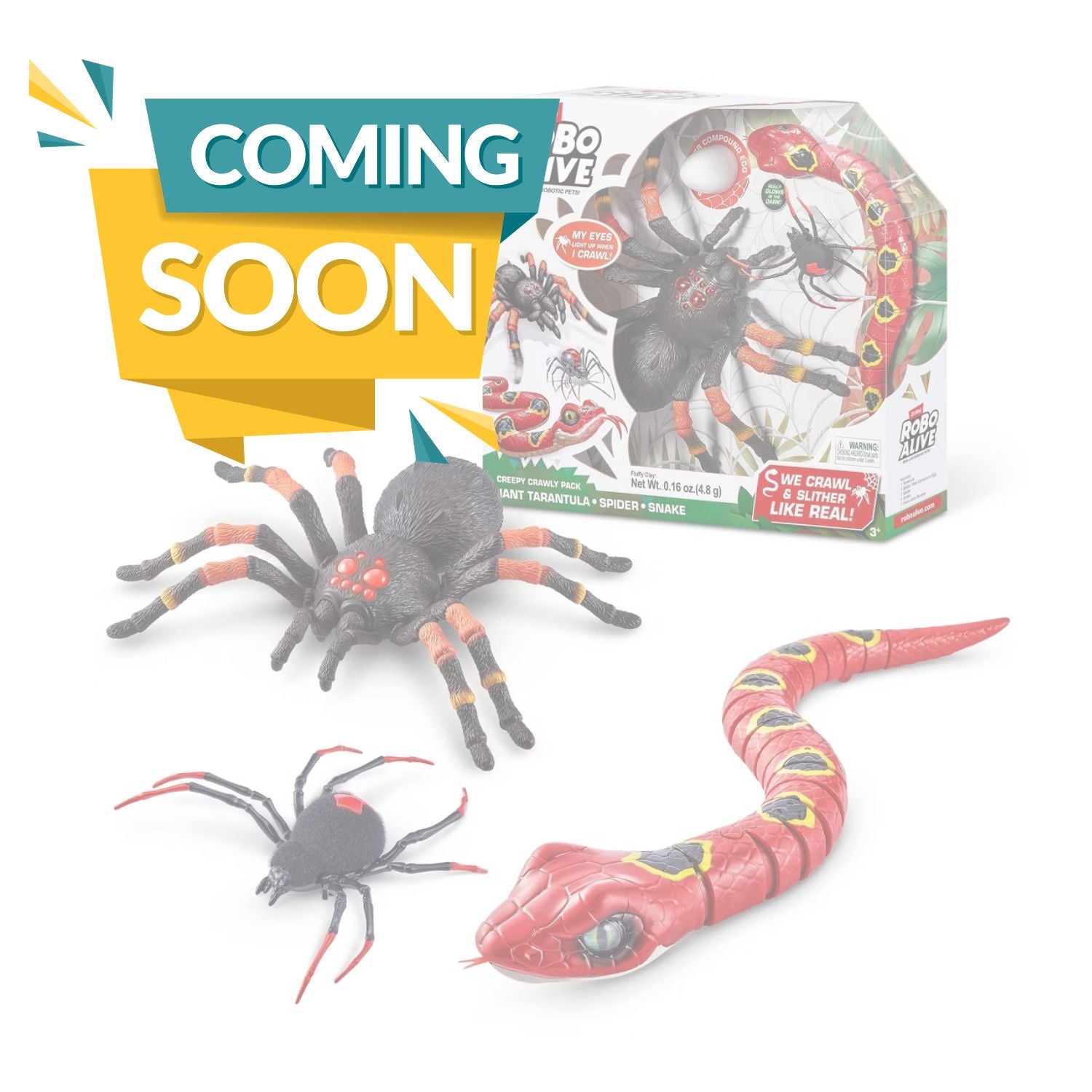 ZURU Robo Alive Creepy Crawly 3-Pack Robotic Spider & Snake Toy Set