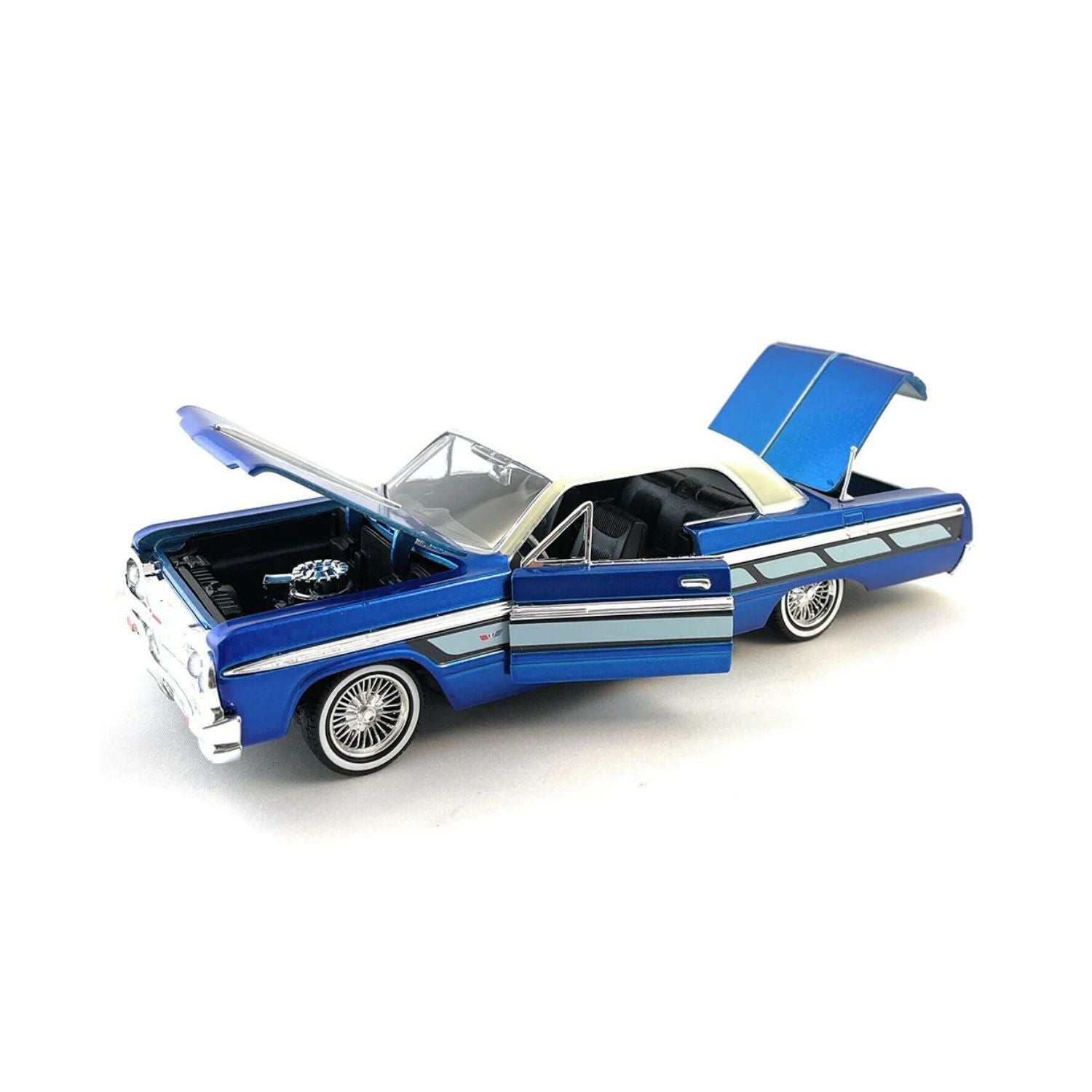 Motormax Get Low Series Diecast Scale Model – 1964 Chevrolet Impala Scale 1:24 - Metallic Blue