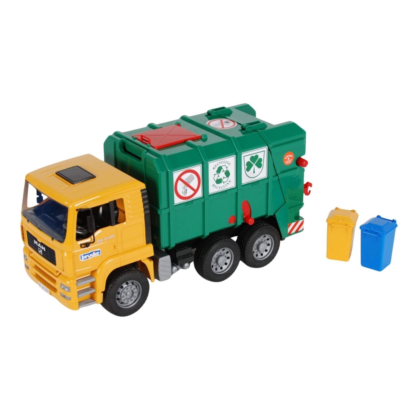 Bruder MAN TGA Rear Loading Garbage Truck - Yellow Green
