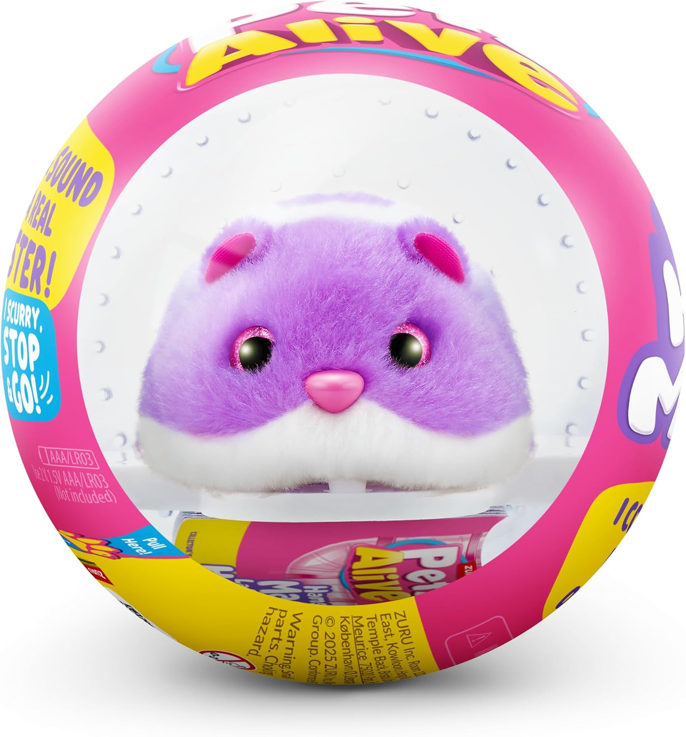 ZURU Pets Alive Hamstermania - PURPLE - Interactive Running Hamster & Ball Collectible Toy