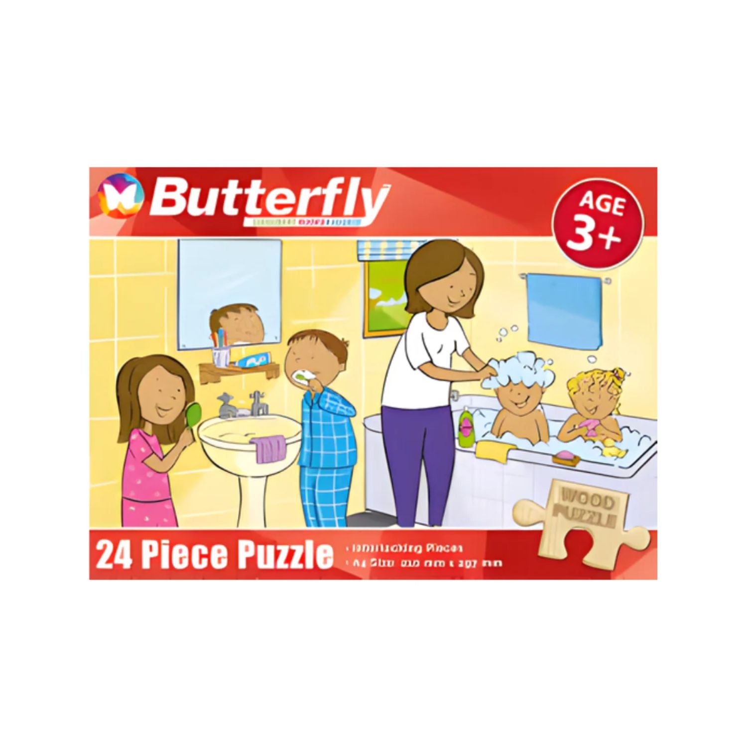 Butterfly A4 Hygiene Wooden Puzzle - 24-Piece Set