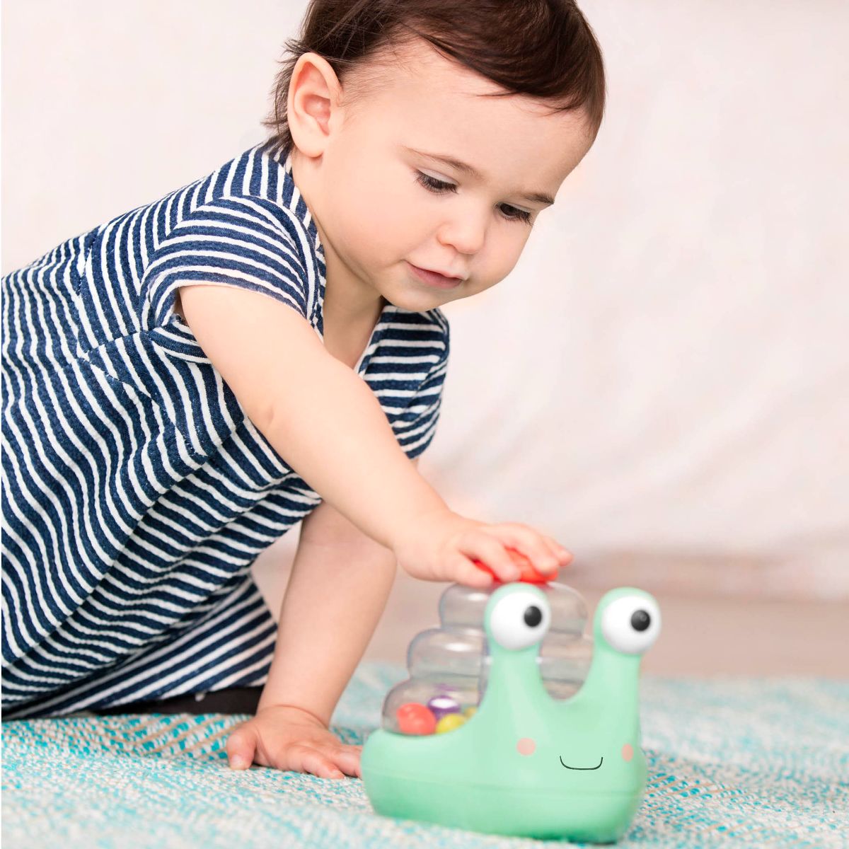 B. toys Escar-Glow Light-Up Snail Ball Popper | Toddler Sensory & Crawling Toy (12 Months+)