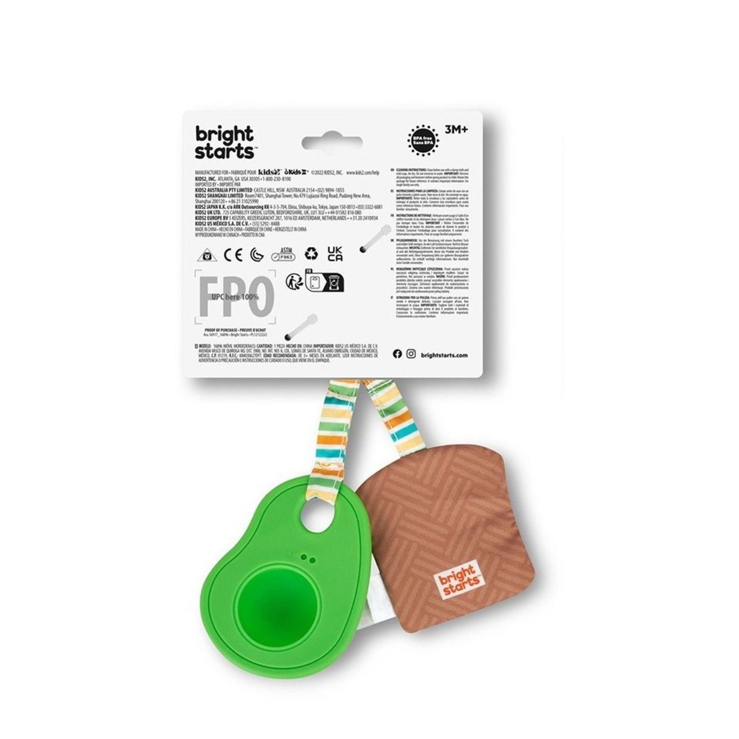 Bright Starts Avocado & Toast Perfect Pair 2-in-1 Teether Toy for age 3m+