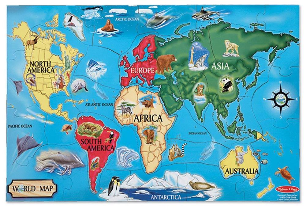 Melissa & Doug World Map Floor Puzzle (33 pc) - Box Damaged Dem