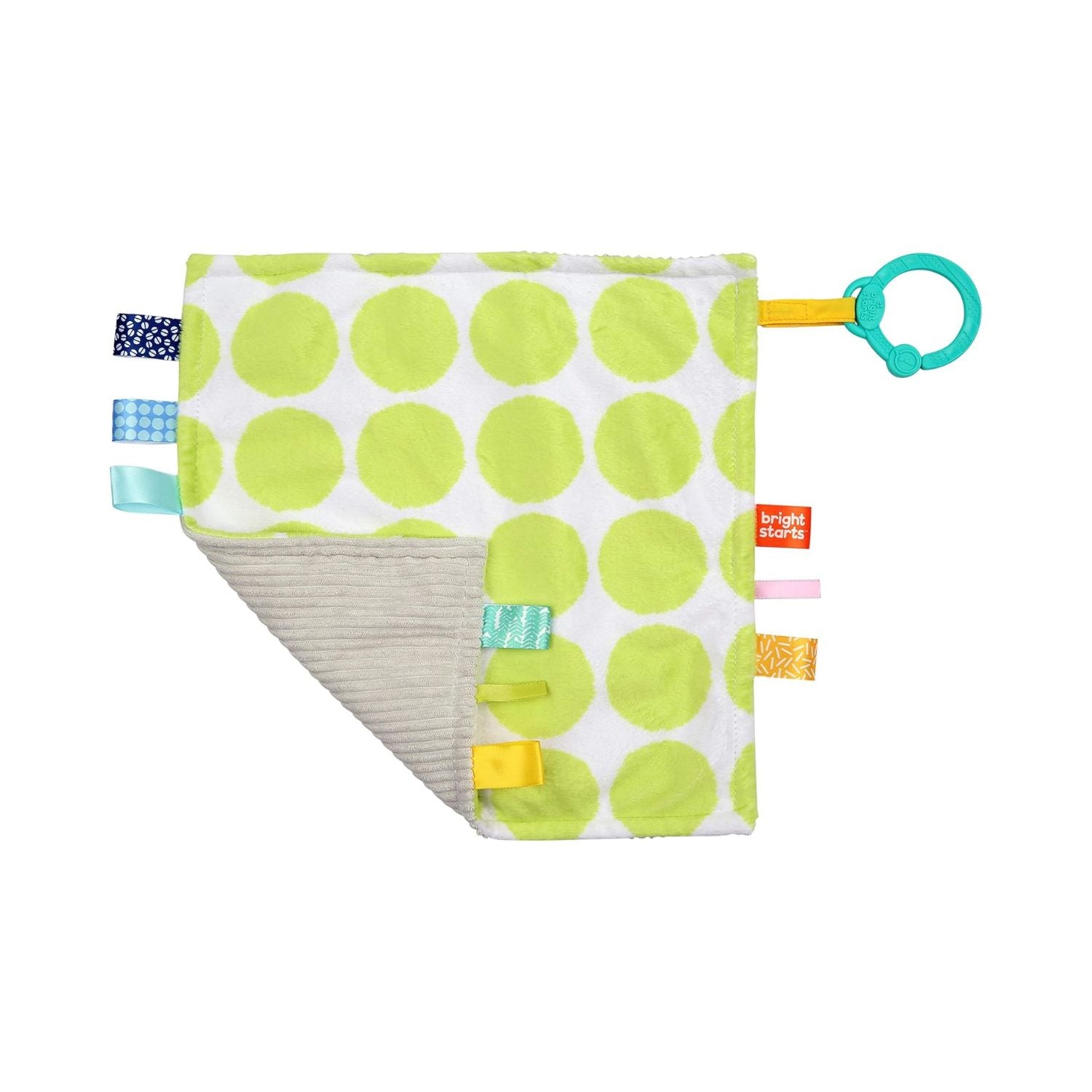 Bright Starts Little Taggies 2 Sided Blankie Green Dots
