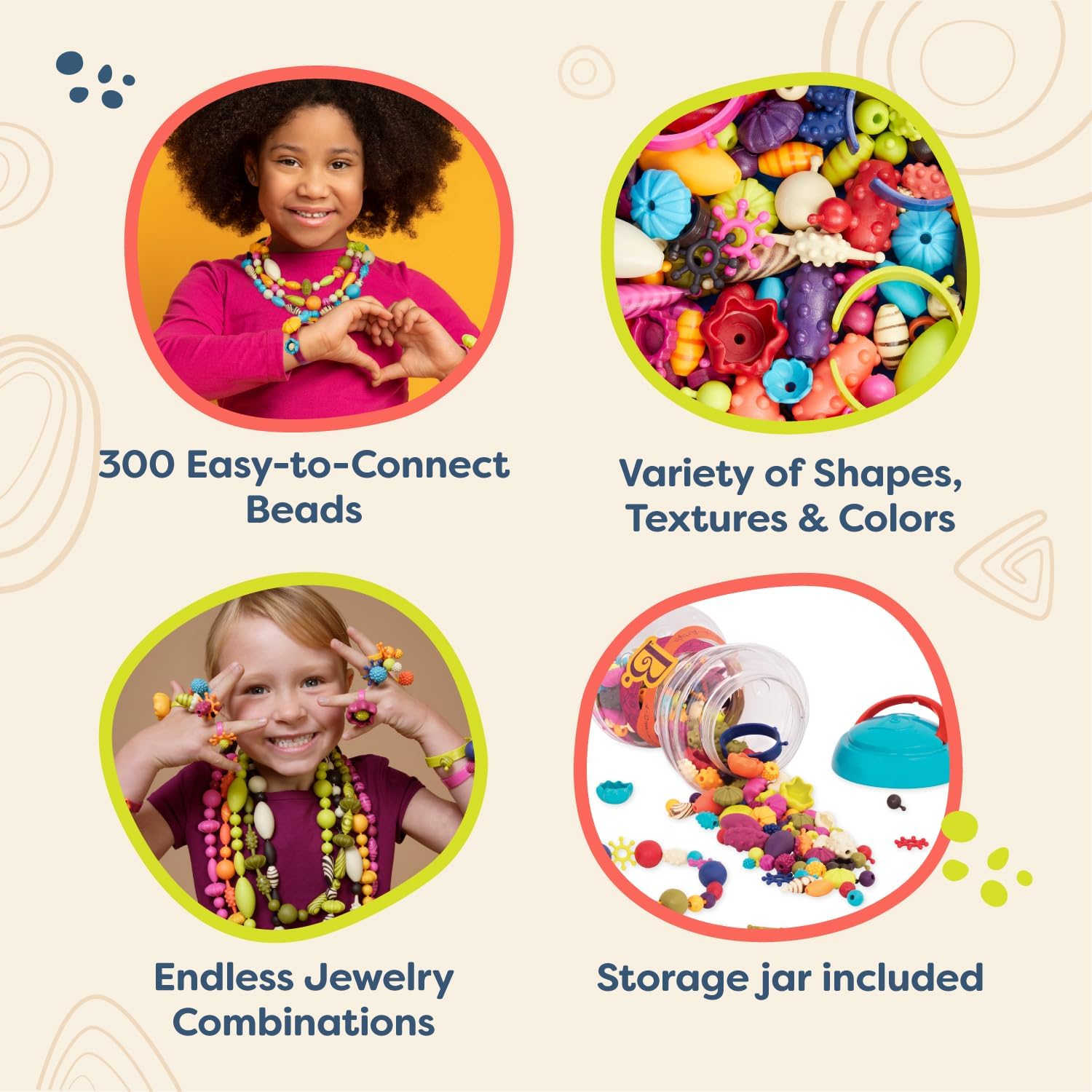 B. toys Pop-Arty! 300-Piece Snap-Together Jewelry Making Kit