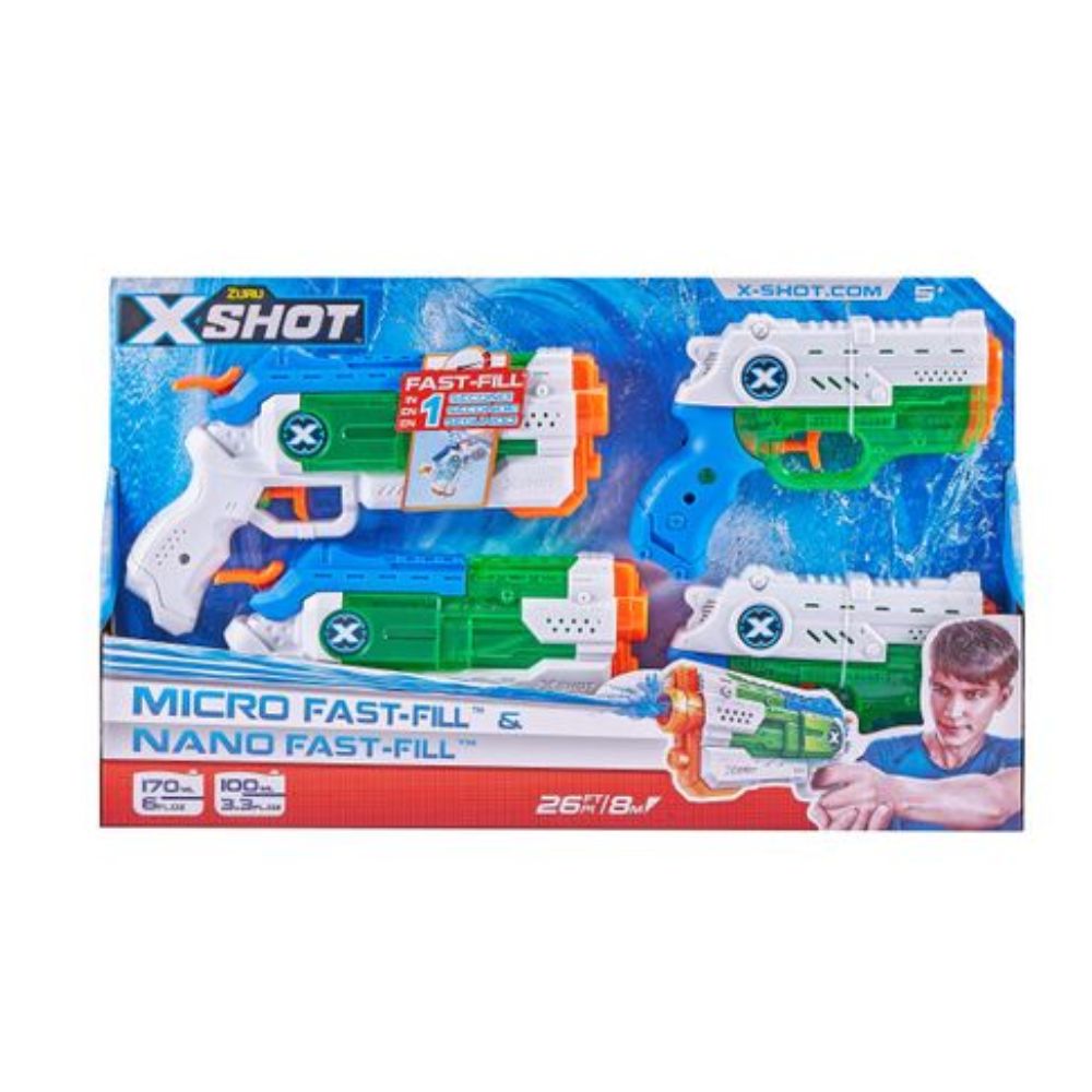 X-Shot Water- Water Warfare-Micro Fast-Fill & Nano Fast-Fill- Combo Pack - Box Damaged