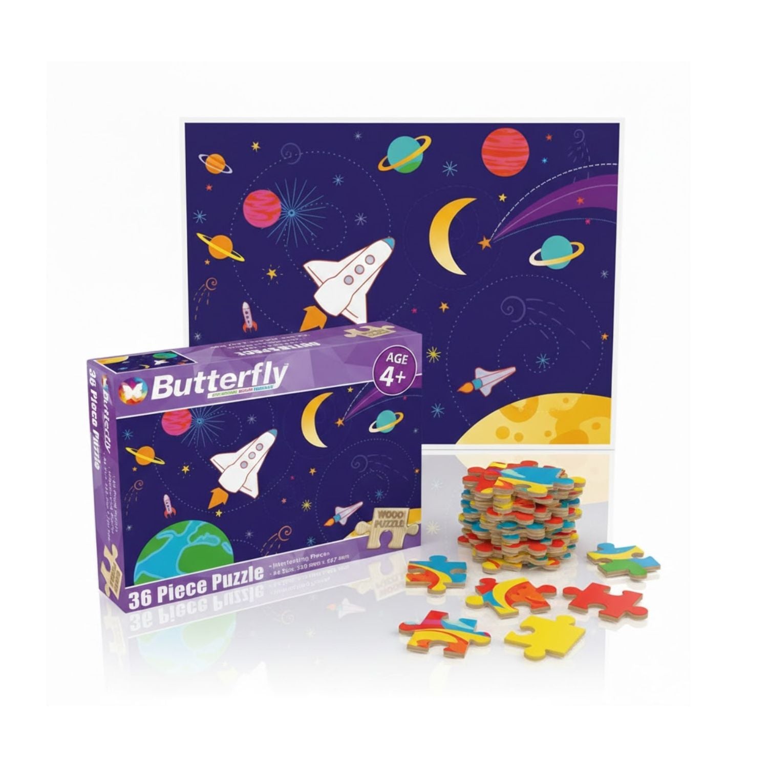 Butterfly A4 Outer Space Wooden Puzzle Set - 36 Pieces