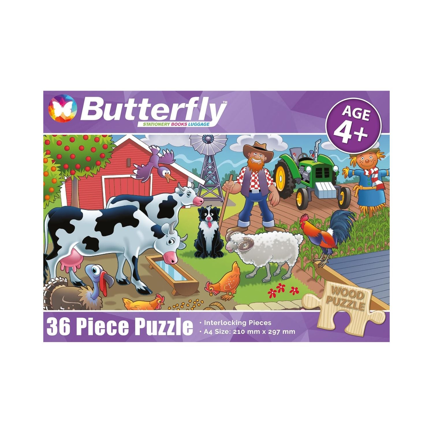 Butterfly A4 Farmyard Wooden Puzzle Set - 36 Pieces