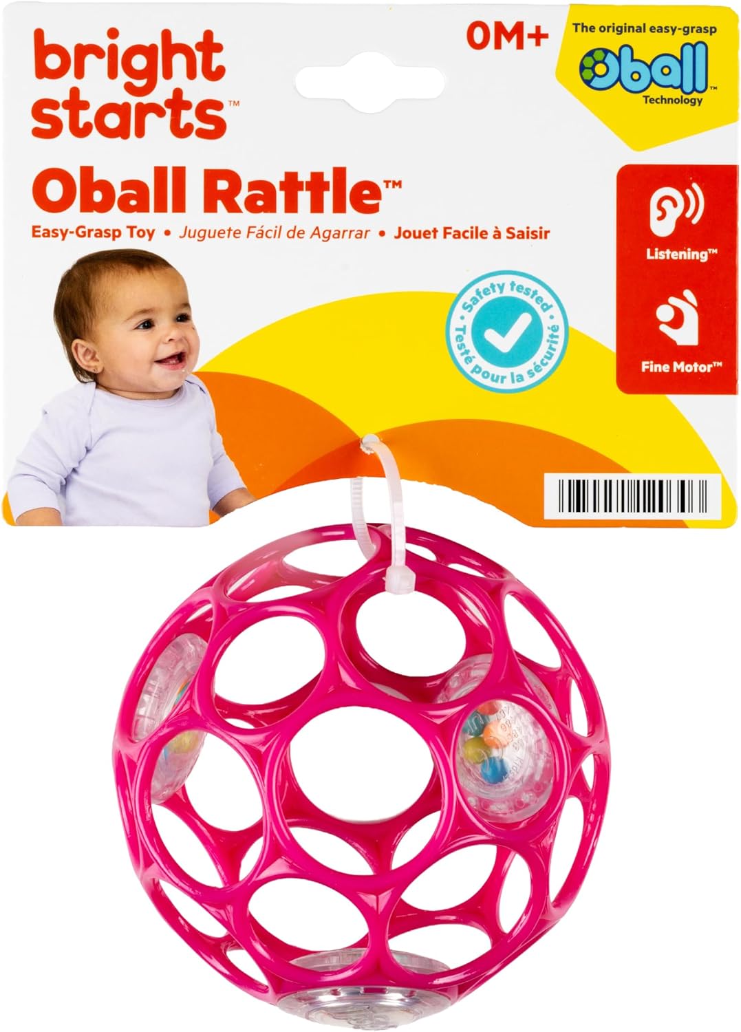 Bright Starts Oball Rattle Easy-Grasp Ball  Pink