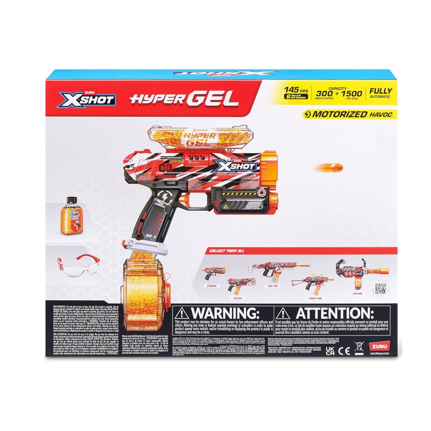 ZURU X-Shot Hyper Gel Motorized Havoc Gel Blaster Toy Set (3,000 Gellets Included)