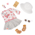 Our Generation Outfit with heart Print Top and Silver Skirt