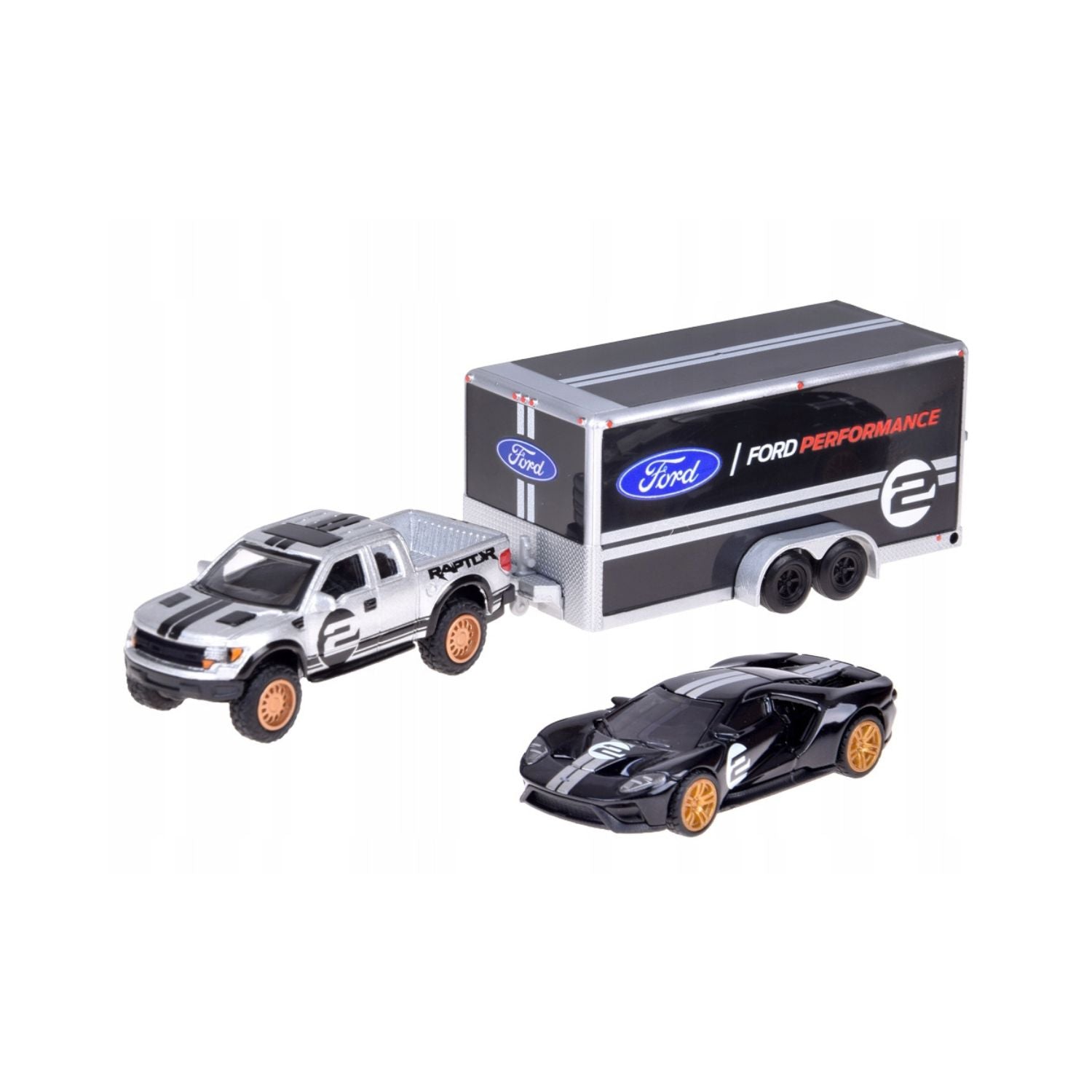 Maisto Team Haulers Scale 1:64 - 2010 Ford Raptor & 2017 Ford GT Heritage