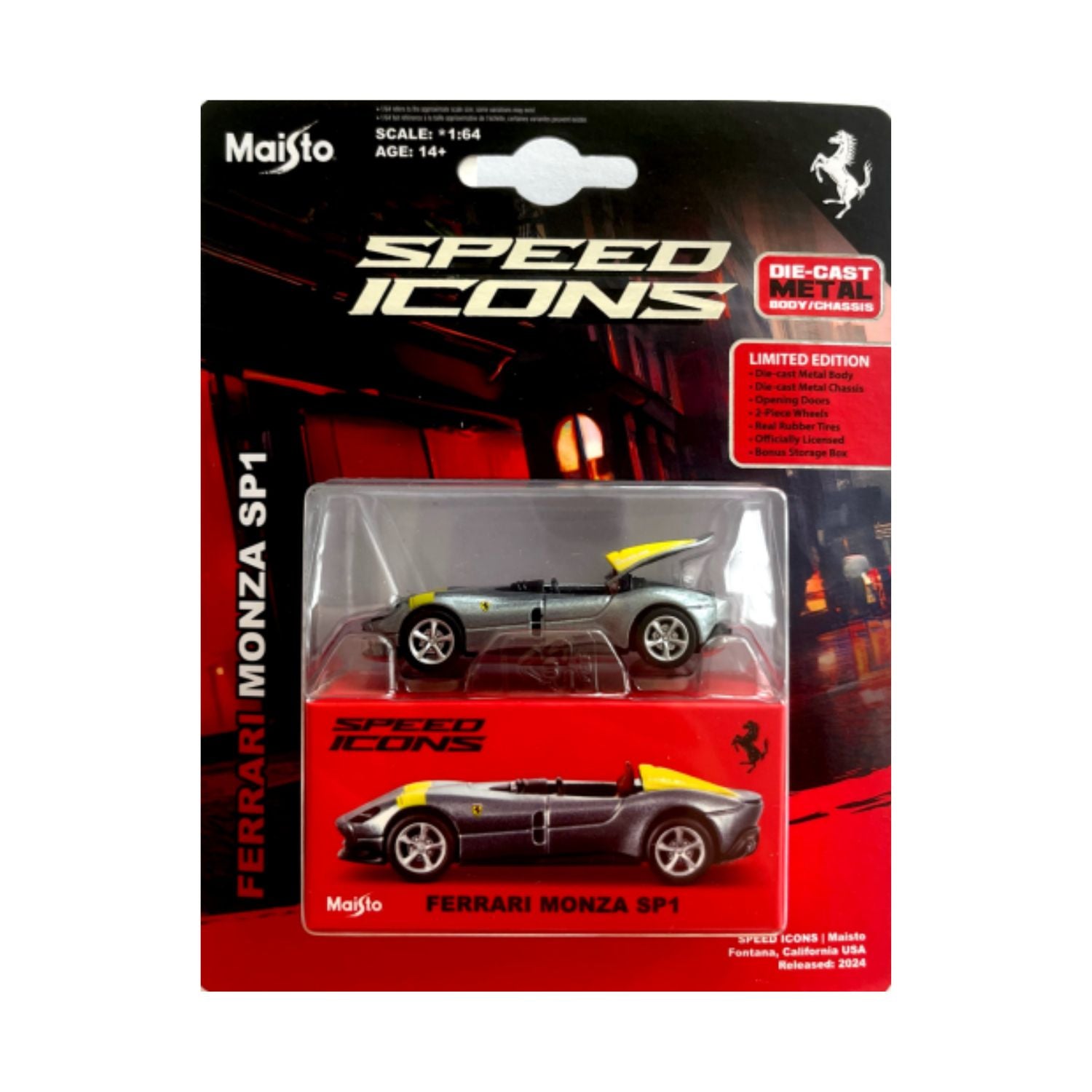 Maisto 1:64 Speed Icons - Ferrari Monza SP1 (Grey&Yellow)