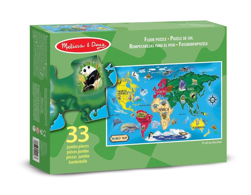Melissa & Doug World Map Floor Puzzle (33 pc) - Box Damaged Dem