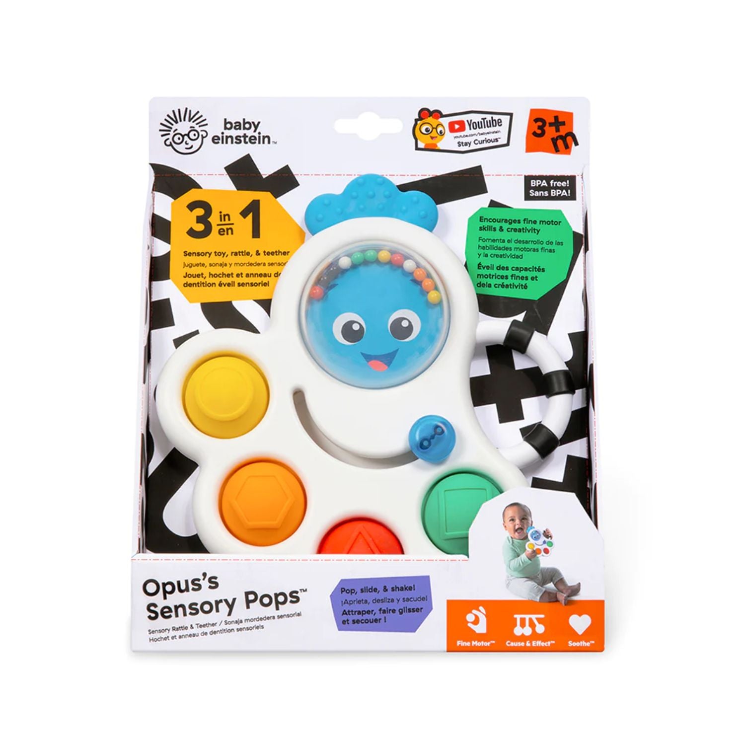 Baby Einstein - Opus’s Shape Pops Sensory Rattle & Teether