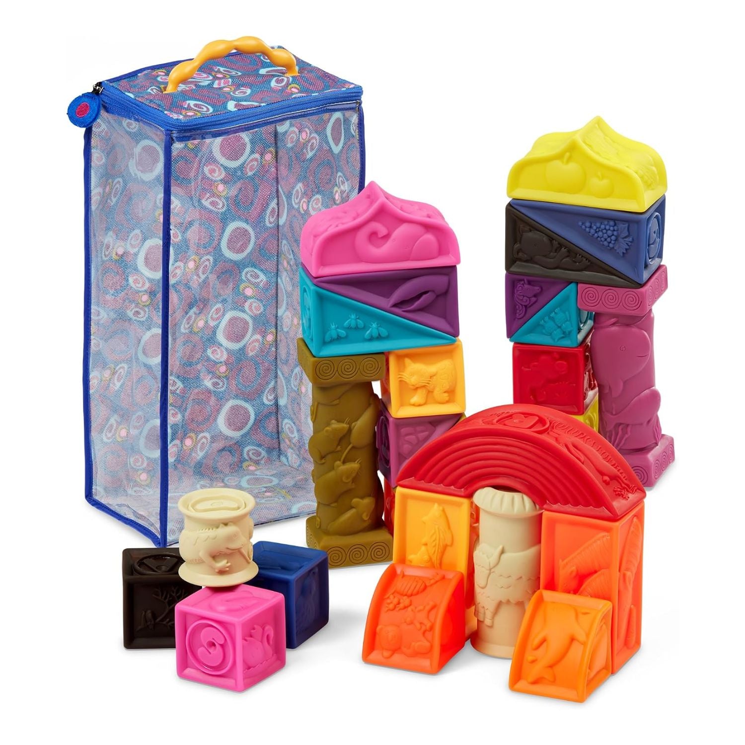 B. toys Elemenosqueeze Soft ABC Learning Baby Blocks Set - 26 Pieces