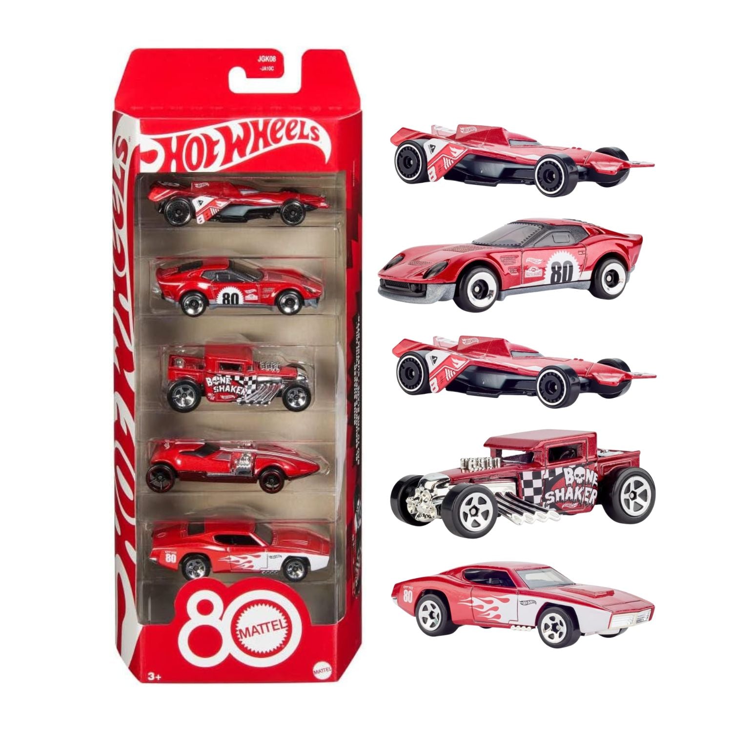 Hot Wheels Mattel 80th Anniversary Toy Cars - Scale 1:64 5 Pack