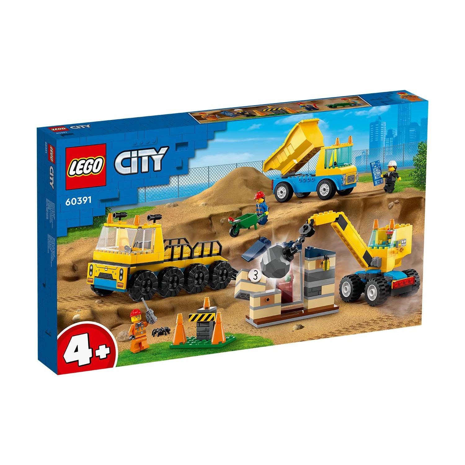 LEGO® City Construction Trucks and Wrecking Ball Crane 60391 Building Toy Cars (235 Pieces)