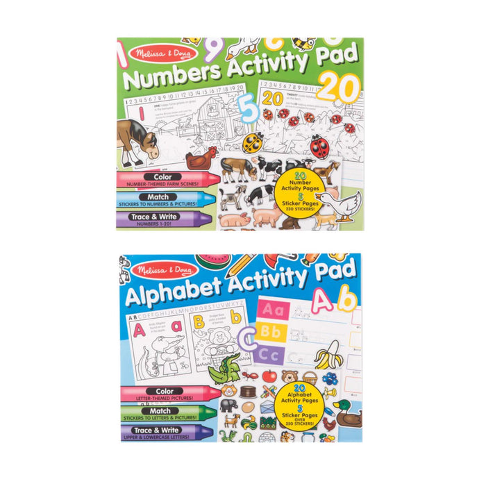 Melissa & Doug Educational Activity Pad Set of 2 - Alphabet and Number's